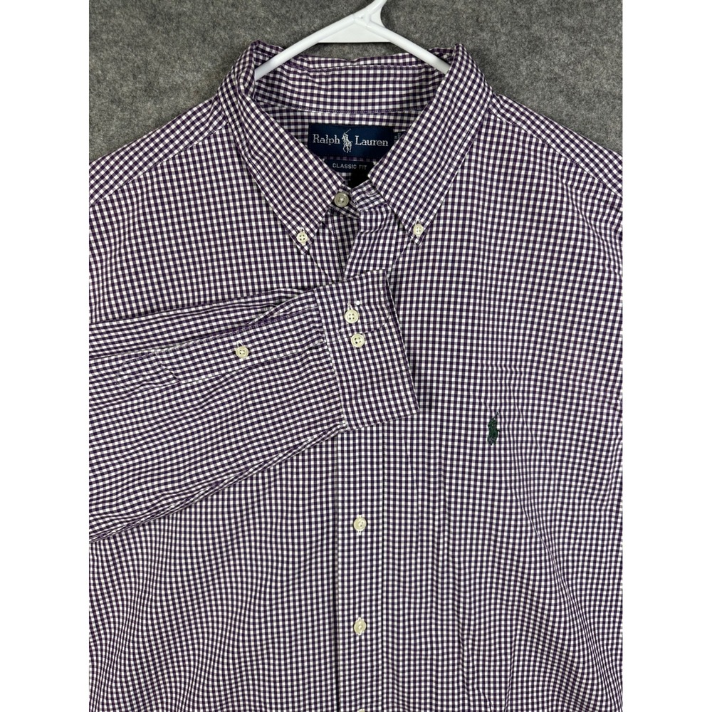 Ralph Lauren Mens XL ClassicFit Purple Gingham Check ButtonDown Shirt LongSleeve